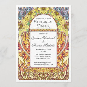 Colourful Vintage Rehearsal Dinner Invitations