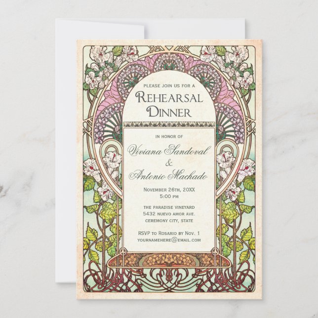 Colourful Vintage Rehearsal Dinner Invitations (Front)
