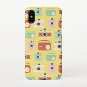 Colourful Vintage Retro Camera and Radio Pattern iPhone XS Case