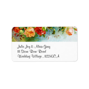 Colourful Vintage Roses Label
