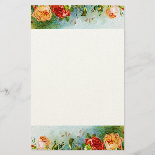 Colourful Vintage Roses Stationery (Front)