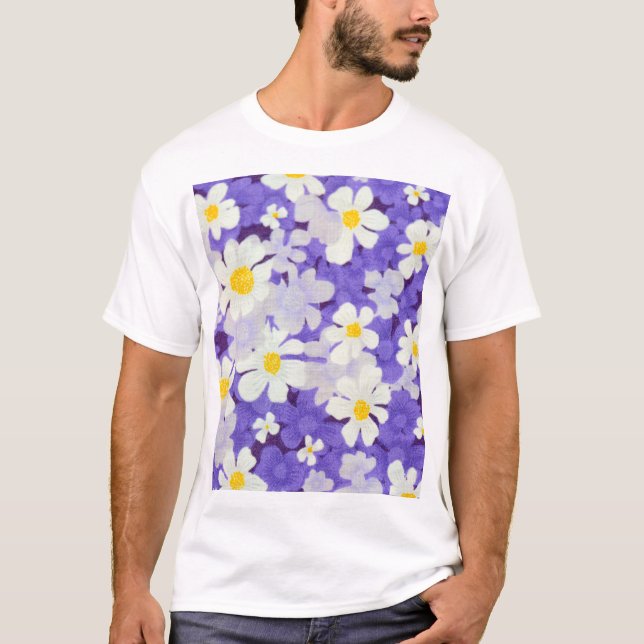 Colourful Vintage: Seamless Flower Pattern T-Shirt (Front)