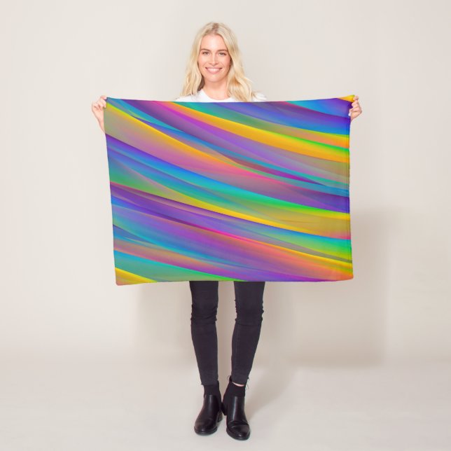 Colourful Vintage Spectrum Waves | Fleece Blanket (In Situ)
