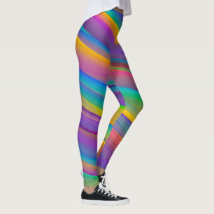 Colourful Vintage Spectrum Waves   Leggings