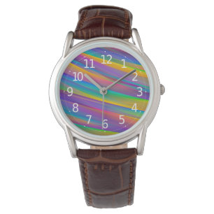 Colourful Vintage Spectrum Waves   Men's Watch