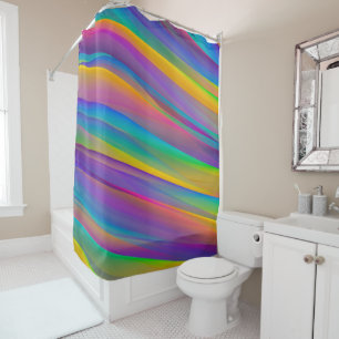 Colourful Vintage Spectrum Waves Shower Curtain