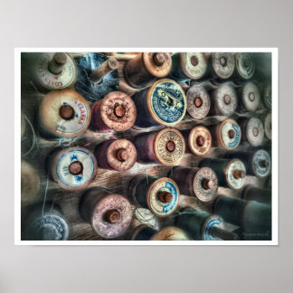 Colourful Vintage Spools of Thread Poster