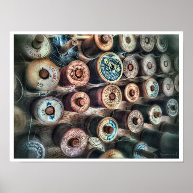 Colourful Vintage Spools of Thread Poster (Front)