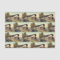 Colourful Vintage Steam Train Art, Postcard Patter