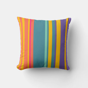 Colourful Vintage Stripes Art Design Pillow