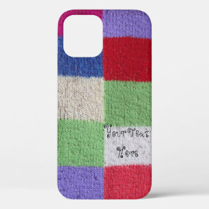 colourful vintage style knitted patchwork pattern iPhone 12 case