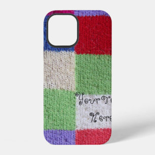 colourful vintage style knitted patchwork pattern iPhone 12 case