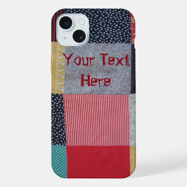 colourful vintage style patchwork fabric iPhone case (Back)