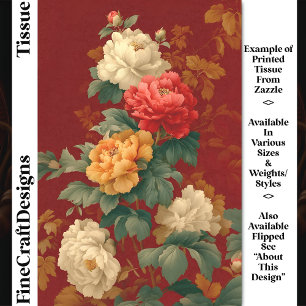 Colourful Vintage Style Peonies DM6L Decoupage Tissue Paper