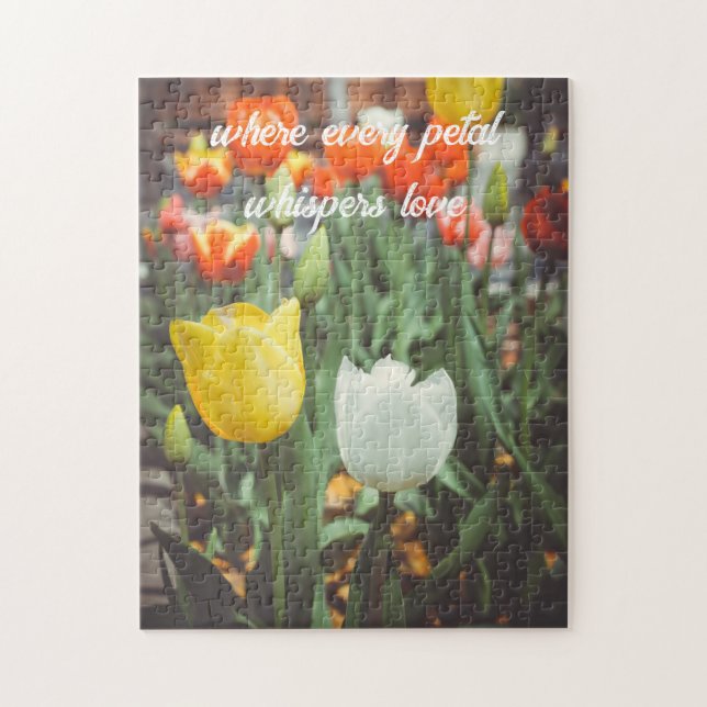 Colourful vintage style spring tulips  jigsaw puzzle (Vertical)