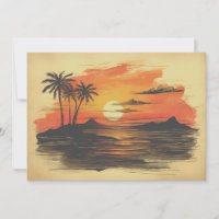 Colourful Vintage Sunset Sunrise Ocean Islands Vie