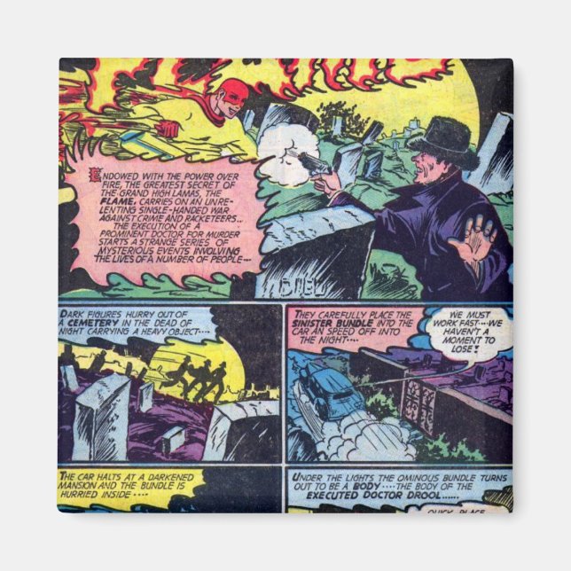 Colourful Vintage Superhero The Flame Villains Magnet (Front)