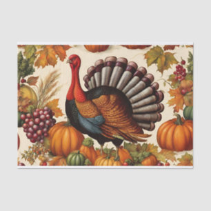 Colourful Vintage Thanksgiving Harvest and Turkey Tissue Paper