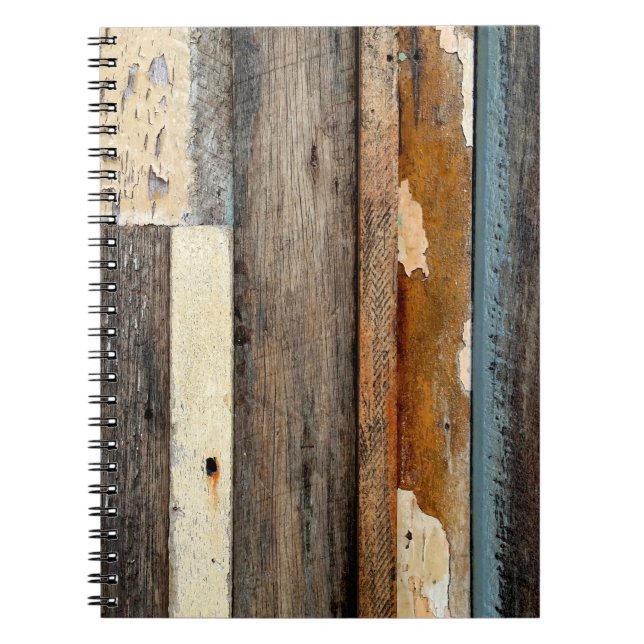 Colourful Vintage Timber Panels with peeling paint Notebook (Front)
