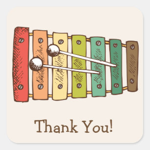 Colourful Vintage Toy Xylophone Baby Shower Square Sticker