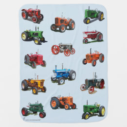Colourful Vintage Tractor Blanket - blue