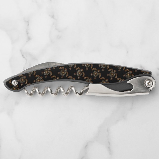 Colourful vintage turtle design corkscrew (Back)