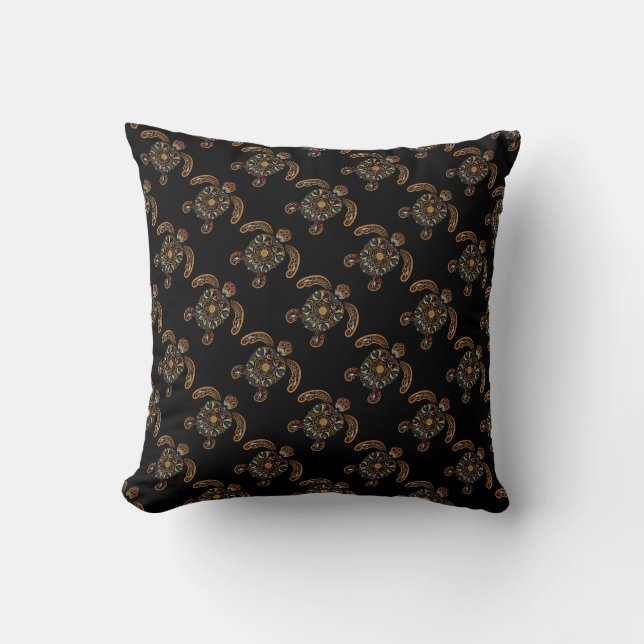 Colourful vintage turtle design cushion (Front)