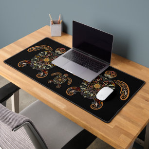 Colourful vintage turtle design desk mat