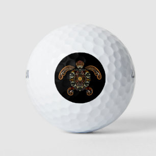 Colourful vintage turtle design golf balls
