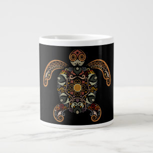 Colourful vintage turtle design large coffee mug