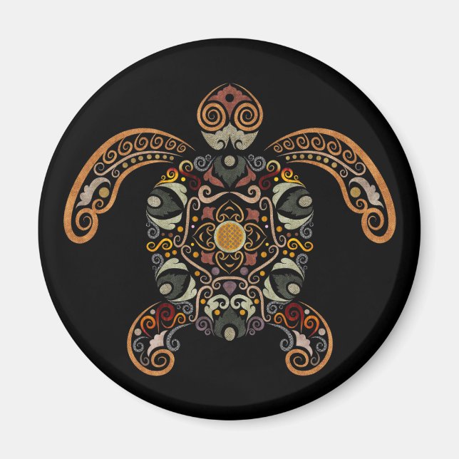 Colourful vintage turtle design magnet (Front)