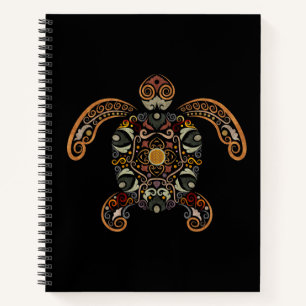 Colourful vintage turtle design notebook