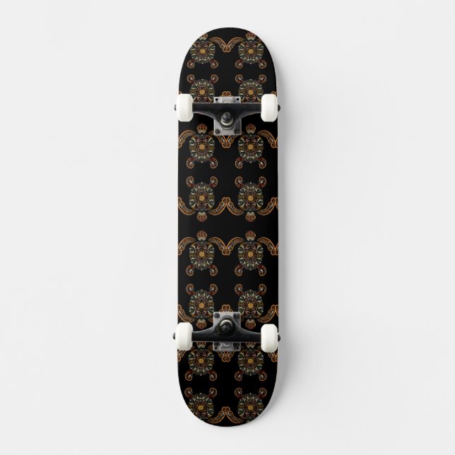 Colourful vintage turtle design skateboard (Front)
