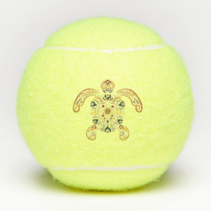 Colourful vintage turtle design tennis balls