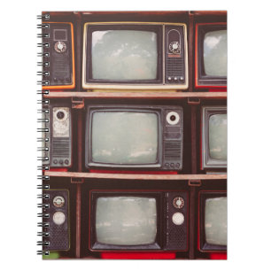 Colourful Vintage TVs, Coffee Shop. Notebook
