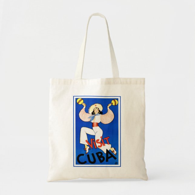 Colourful Vintage Visit Cuba Dancer Tote Bag (Front)