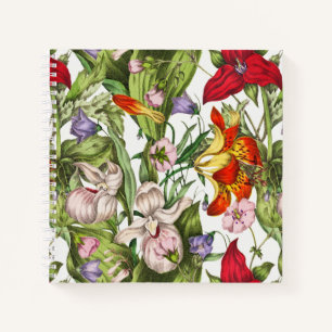 Colourful Vintage Watercolor Floral Pattern Notebook