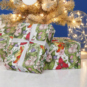Colourful Vintage Watercolor Floral Pattern Wrapping Paper