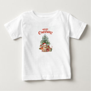 Colourful Vintage Watercolor Merry Christmas  Baby T-Shirt