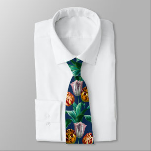 Colourful Vintage Watercolor Tulip Flowers Pattern Tie