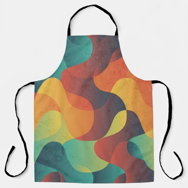 Colourful vintage wave abstract pattern apron (Front)