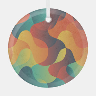 Colourful vintage wave abstract pattern glass tree decoration