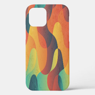 Colourful vintage wave abstract pattern iPhone 12 case