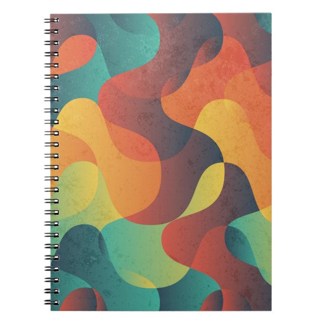 Colourful vintage wave abstract pattern notebook (Front)