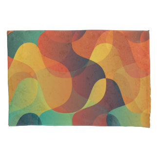 Colourful vintage wave abstract pattern pillowcase