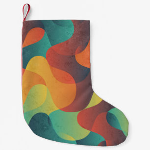 Colourful vintage wave abstract pattern small christmas stocking