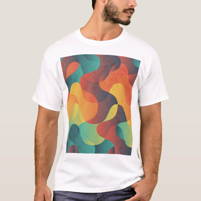Colourful vintage wave abstract pattern T-Shirt (Front)