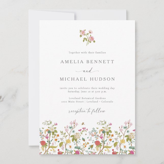 Colourful Vintage Wedding Invitation (Front)