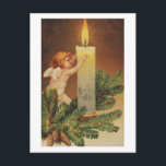 Colourful vintage white Christmas angel card<br><div class="desc">Stylish, full colour picture of a little cherub in a white wrap with her wings white as snow, looking whimsical and adorable, reaching for a huge it candle. Cleaned up to decorate any item in a stylish and modern way. Add your own text to this lovely Victorian Christmas image if...</div>