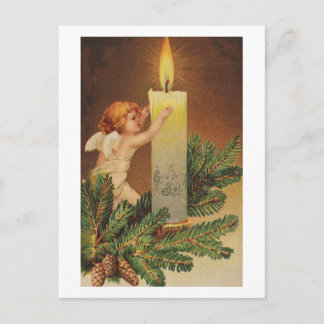 Colourful vintage white Christmas angel card